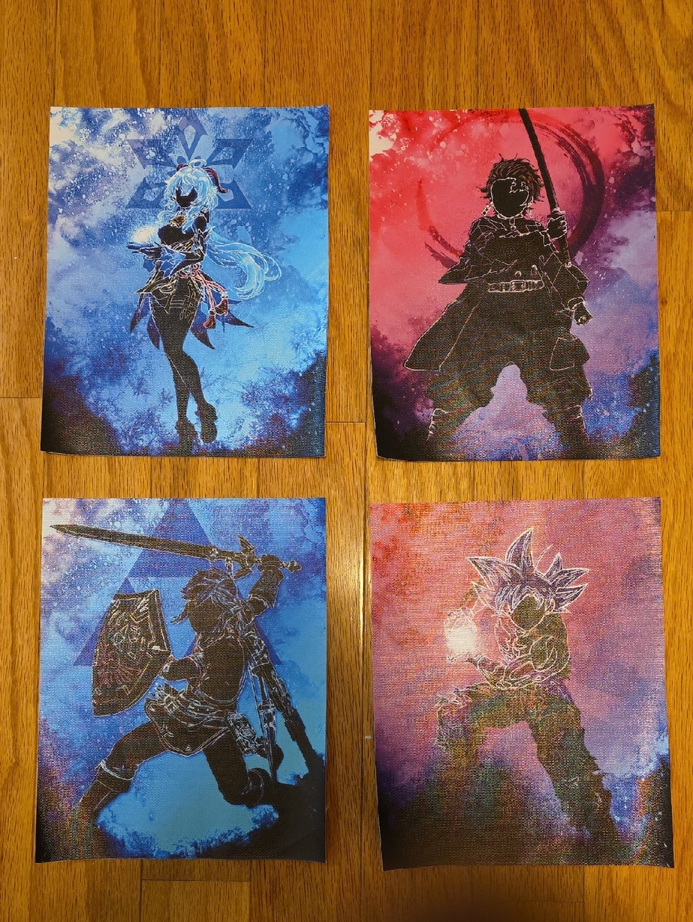 4 Japanese Anime Canvas (cloth) Posters, 4 pictures included, 8 x 10